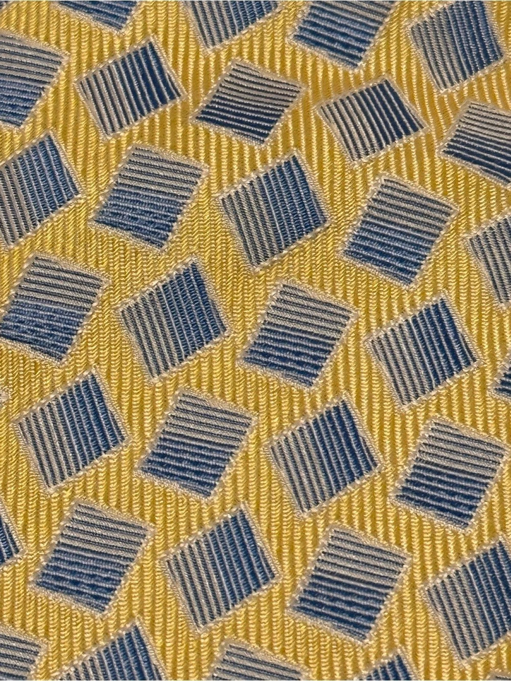 Ben Silver Geometric Silk Tie in Yellow & Blue